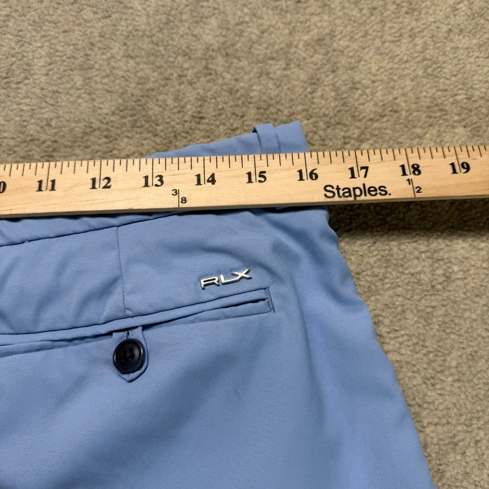 RLX Ralph Lauren Mens Classic Fit Shorts Blue Golf Performance Flat Front 32